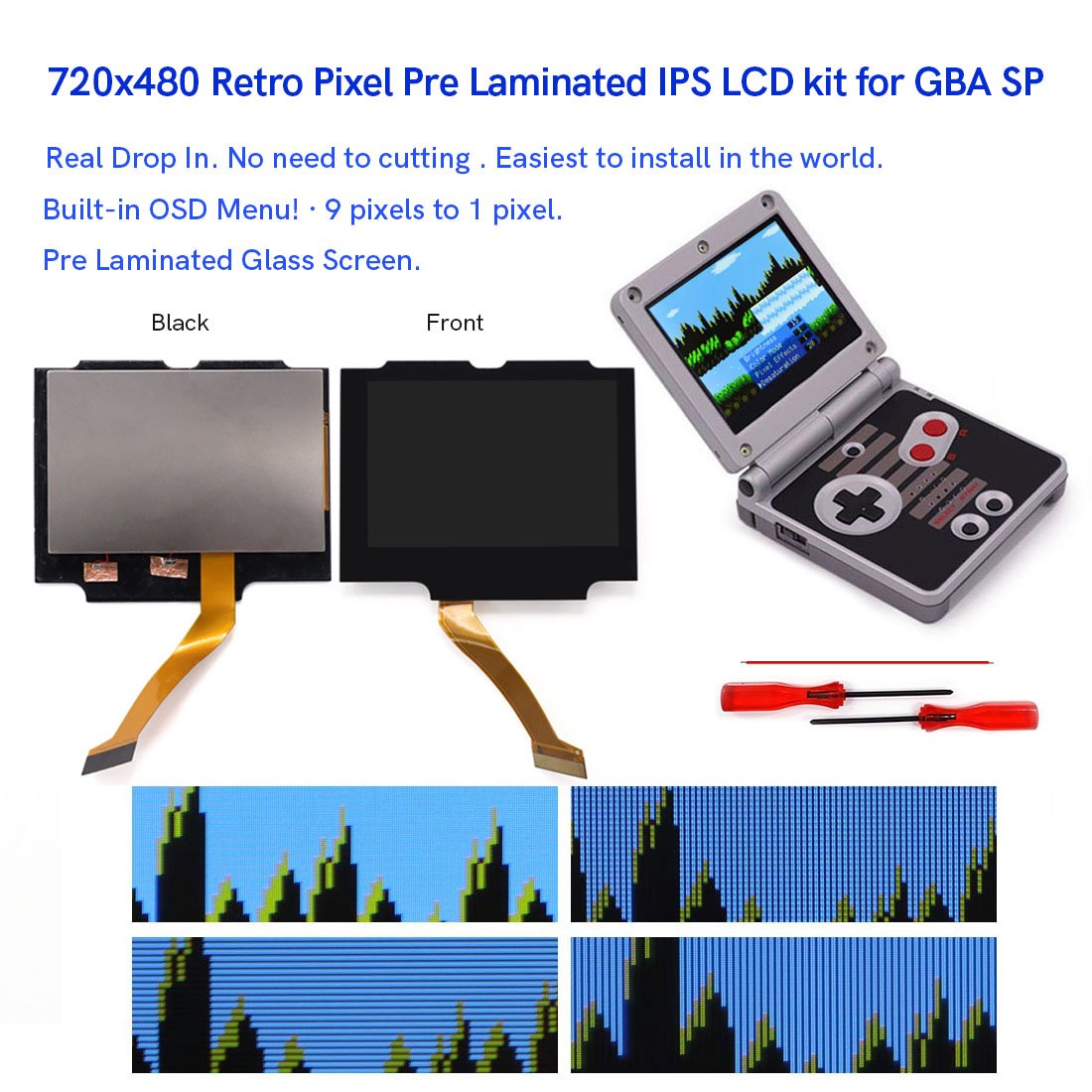 Lcd Screen Arcade - GBA SP V5용 HD 3.0인치 라미네이트