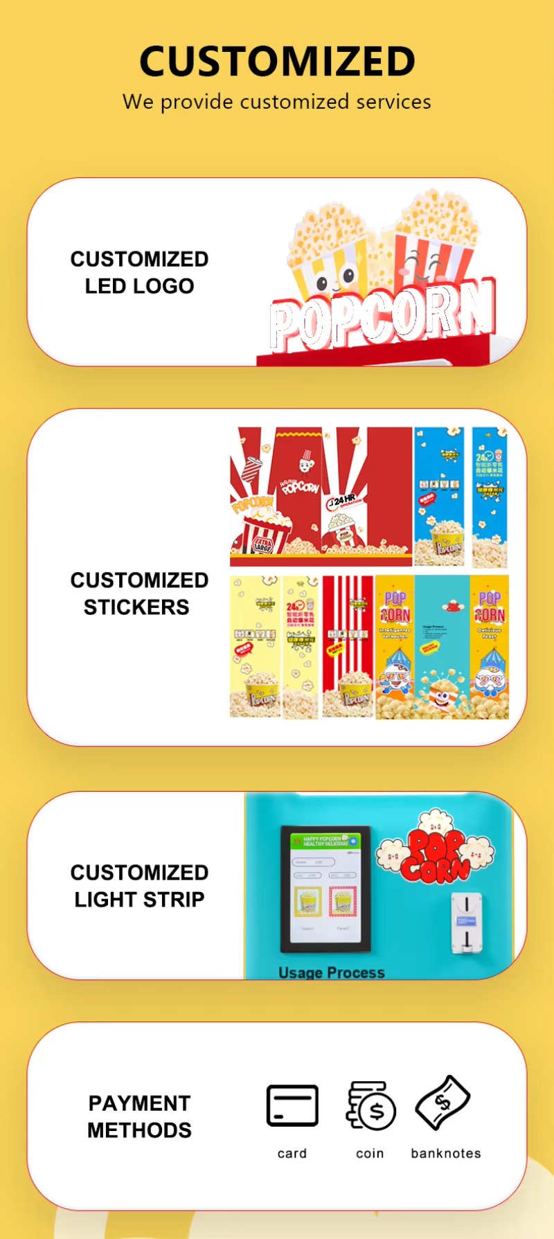팝콘 자동판매기, 동전으로 작동하는 스낵 디스펜서, 영 - Popcorn Vending Machine 리뷰 및 가격